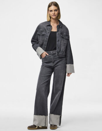 Pieces Pil Fold up denim jeans - Grey denim