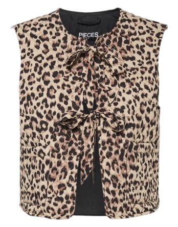 Pieces Saria Short vest - Leopard