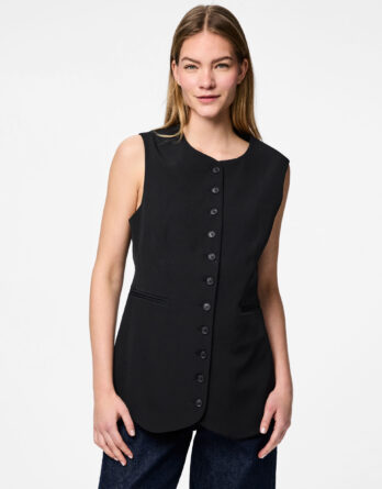 Pieces Tempre Long vest - Black