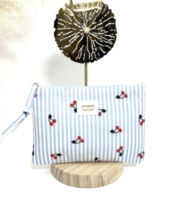 Lissa cotton small bag - Sky blue cherry